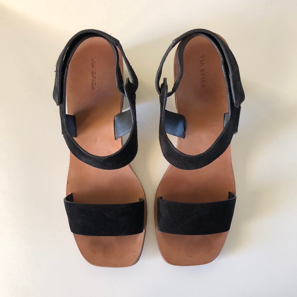 Via Spiga Suede Block Heel Sandal - sz 9